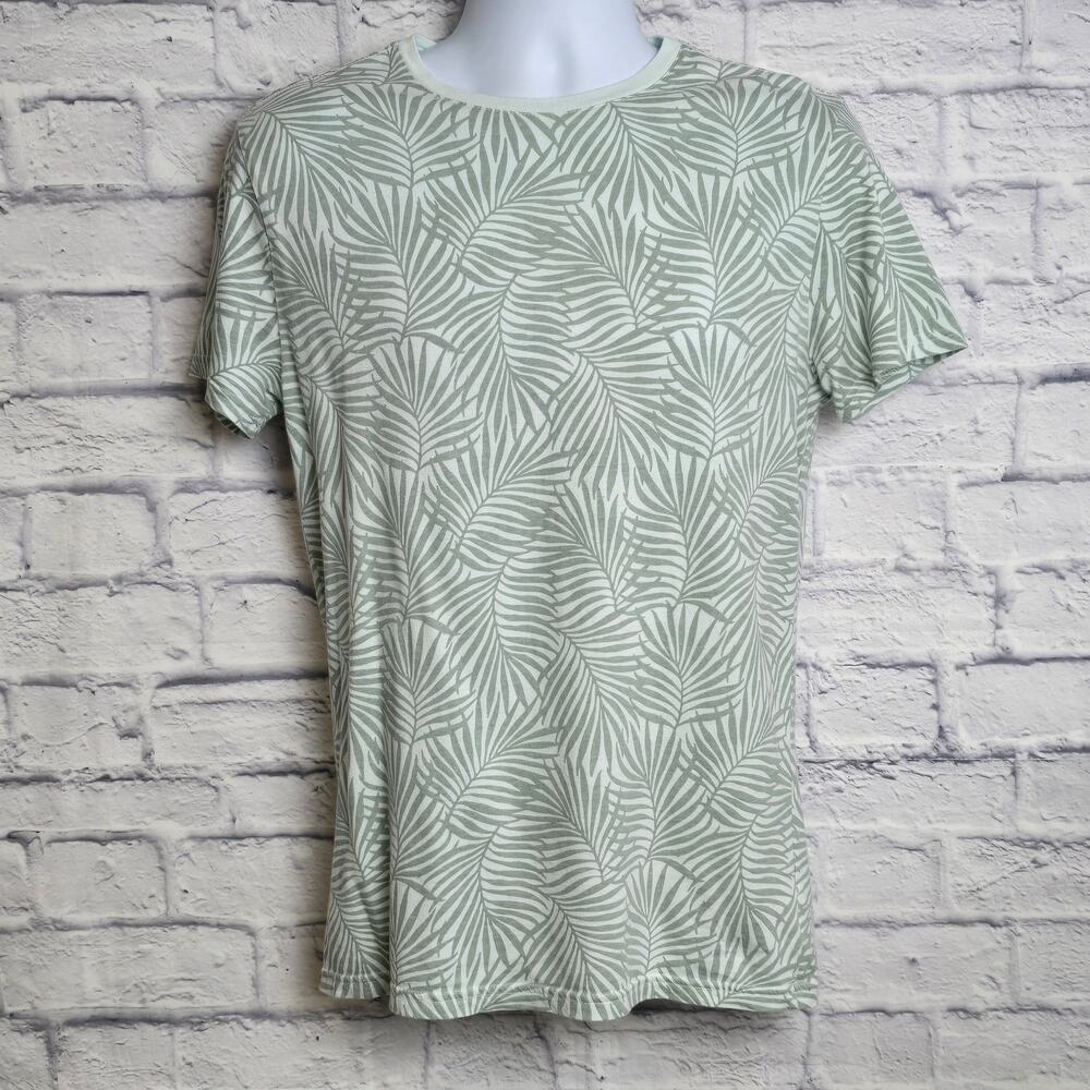 Goodfellow & Co. T-Shirt Mens Size Small Green Palm Leaf Print Short Sleeve